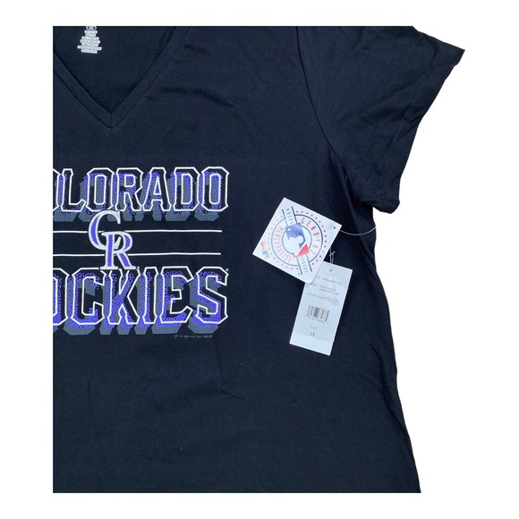 Colorado Rockies Women's T-Shirt Plus Size 2X Black Compulsion to Win V-Neck NWT - Picture 4 of 7
